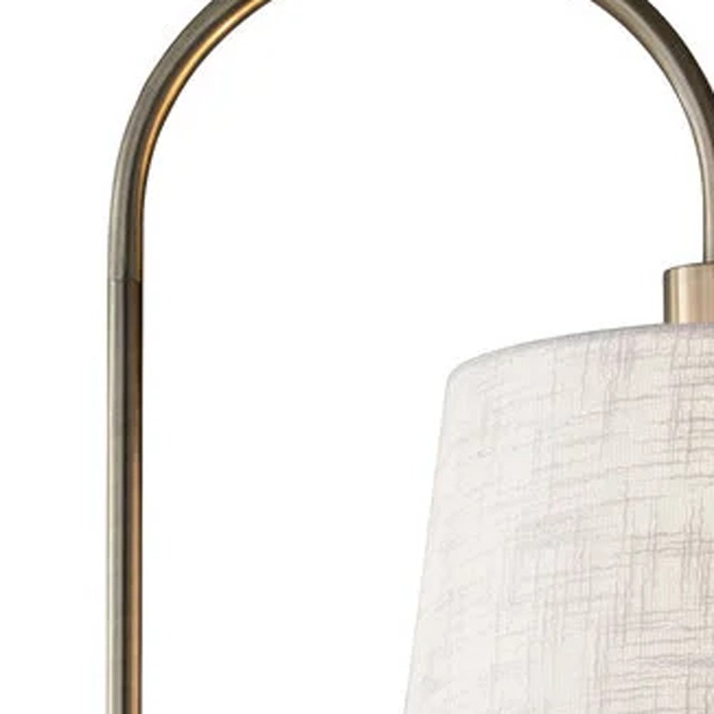 65" Black And Brass Tray Table USB Floor Lamp With Wood Shelf HomeRoots