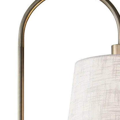 65" Black And Brass Tray Table USB Floor Lamp With Wood Shelf HomeRoots