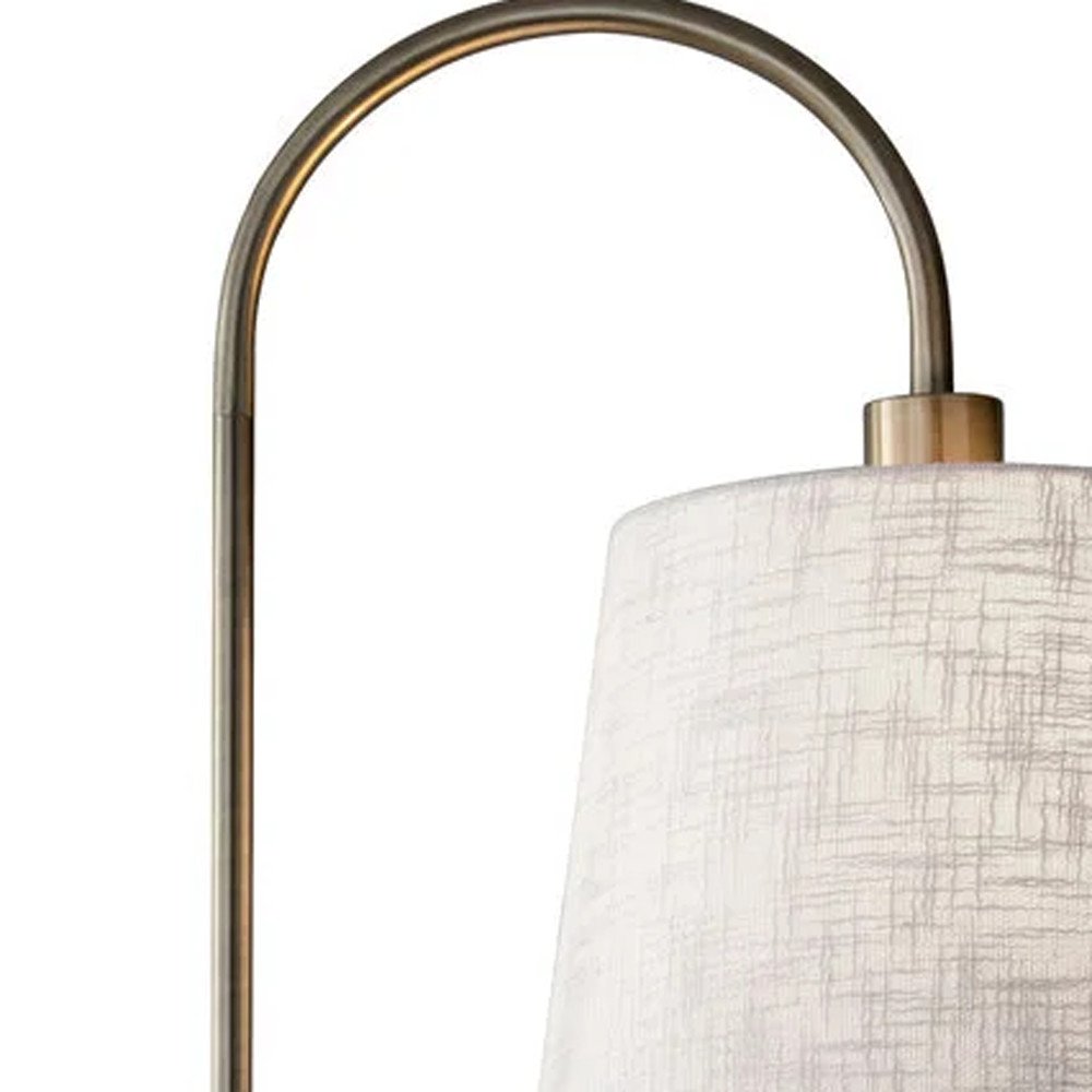 65" Black And Brass Tray Table USB Floor Lamp With Wood Shelf HomeRoots