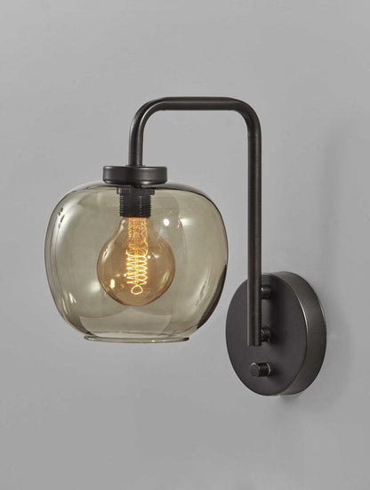 13" Black Metal and Glass Armed Sconce HomeRoots