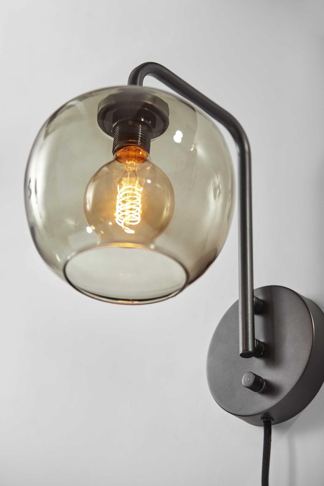 13" Black Metal and Glass Armed Sconce HomeRoots