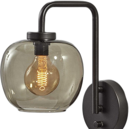 13" Black Metal and Glass Armed Sconce HomeRoots