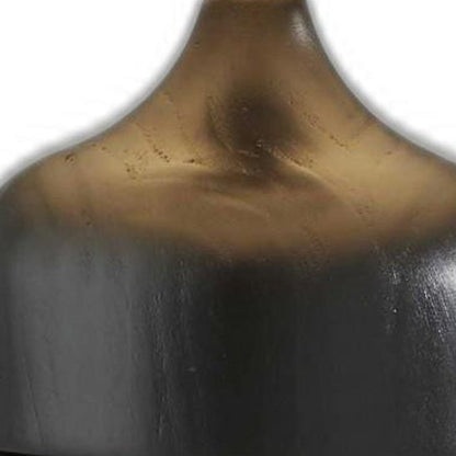 23" Black Wood And Smoked Glass Bedside Lamp With Gray Drum Shade HomeRoots