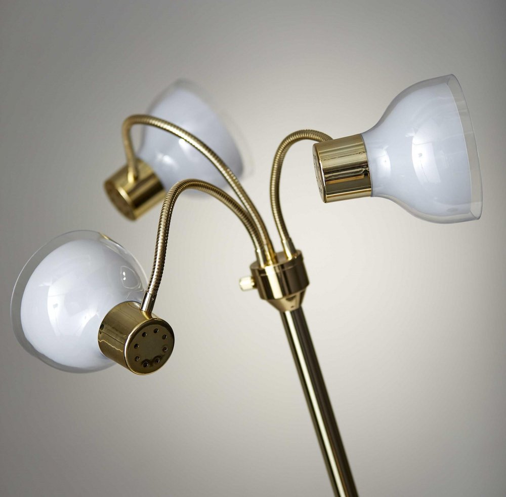 69" Gold Three Light Tree Floor Lamp With Clear Plastic Bowl Shade HomeRoots