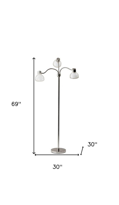 69" Gold Three Light Tree Floor Lamp With Clear Plastic Bowl Shade HomeRoots