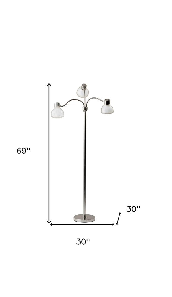 69" Gold Three Light Tree Floor Lamp With Clear Plastic Bowl Shade HomeRoots