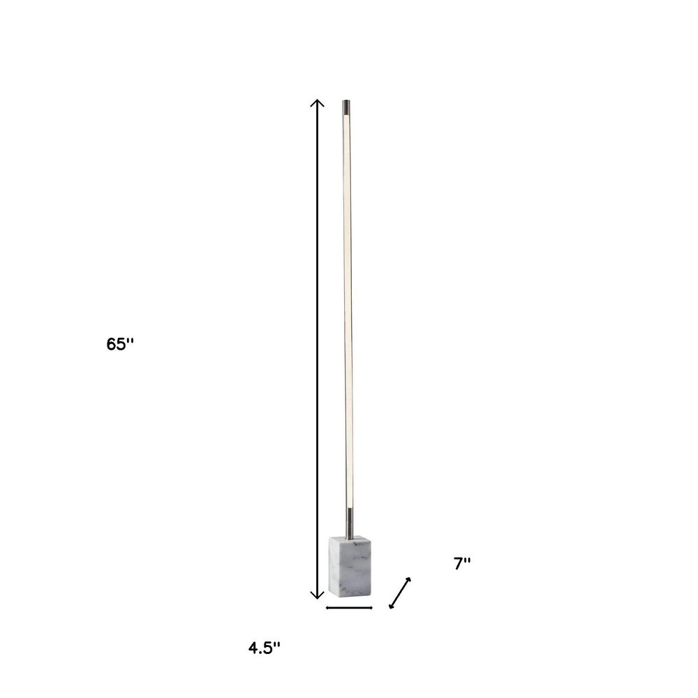Silver Genuine Marble And Glass Column Floor Lamp HomeRoots