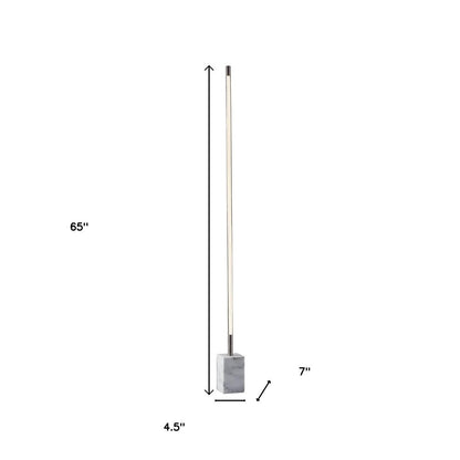 Silver Genuine Marble And Glass Column Floor Lamp HomeRoots