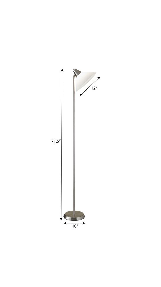 72" Silver With White Plastic Shade HomeRoots