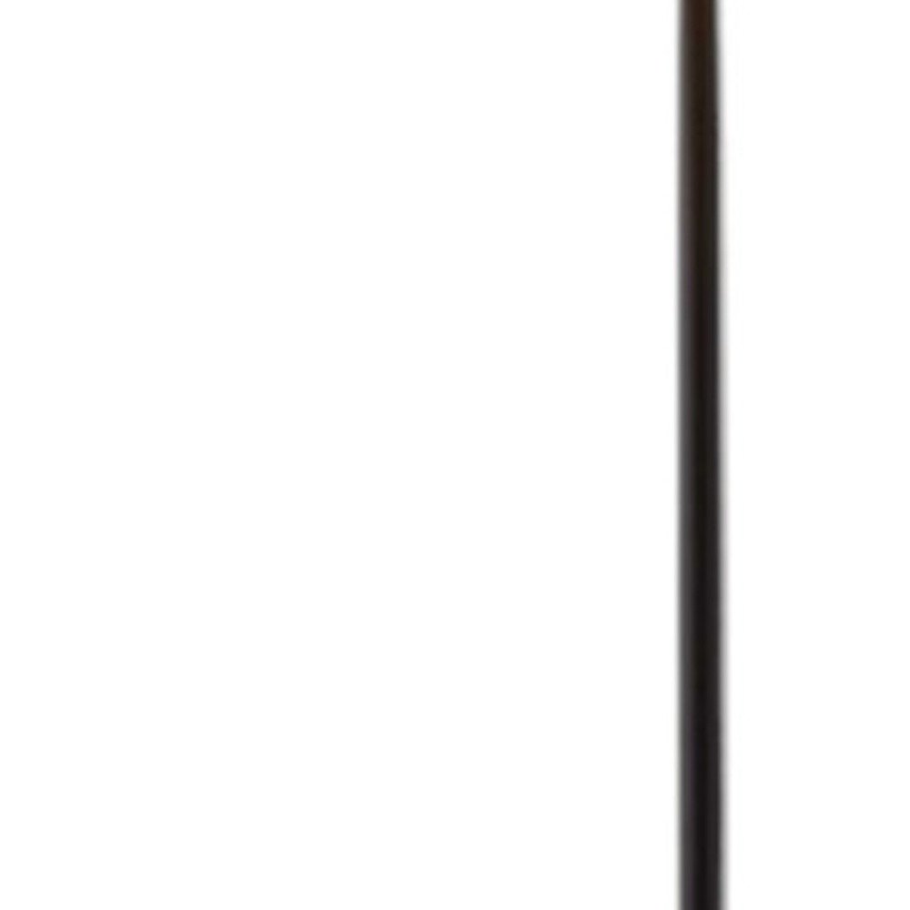 64" Beige And Black Tray Table Floor Lamp With Beige Fabric Drum Shade HomeRoots