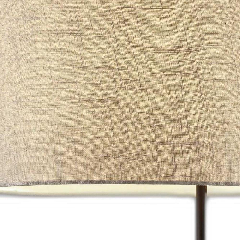 64" Beige And Black Tray Table Floor Lamp With Beige Fabric Drum Shade HomeRoots