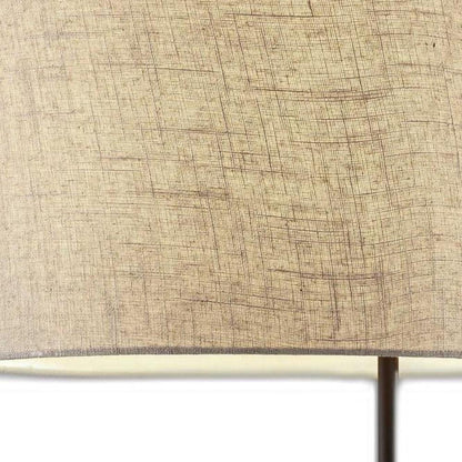 64" Beige And Black Tray Table Floor Lamp With Beige Fabric Drum Shade HomeRoots