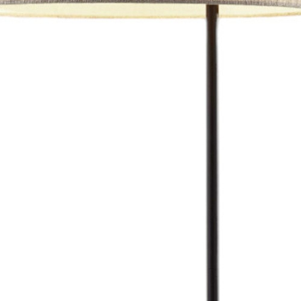 64" Beige And Black Tray Table Floor Lamp With Beige Fabric Drum Shade HomeRoots