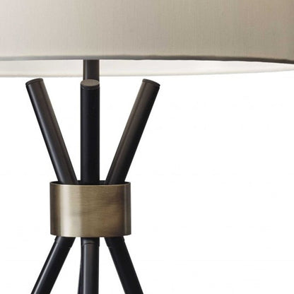 Black Metal Tripod Leg With Antique Brass Accent Table Lamp HomeRoots