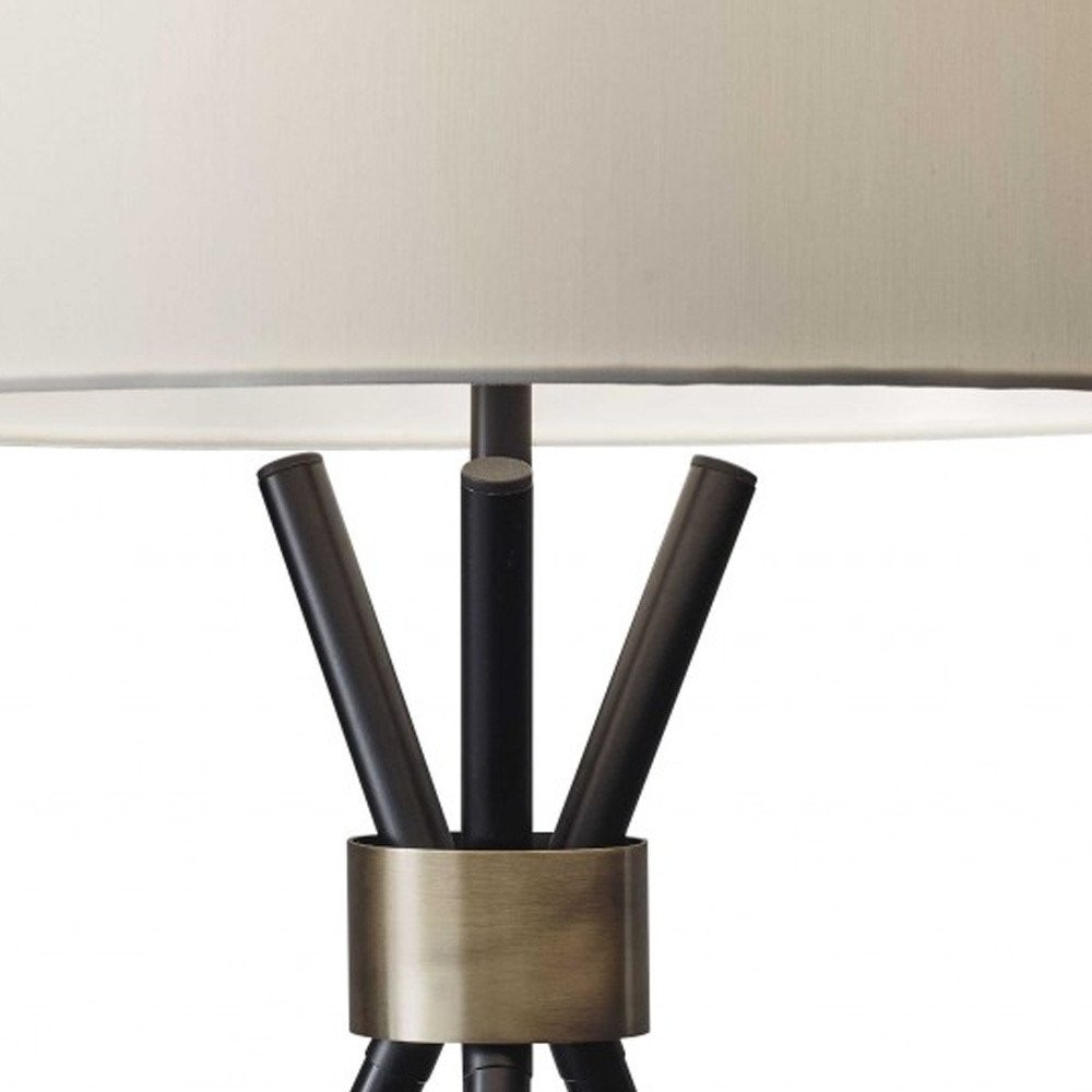 Black Metal Tripod Leg With Antique Brass Accent Table Lamp HomeRoots