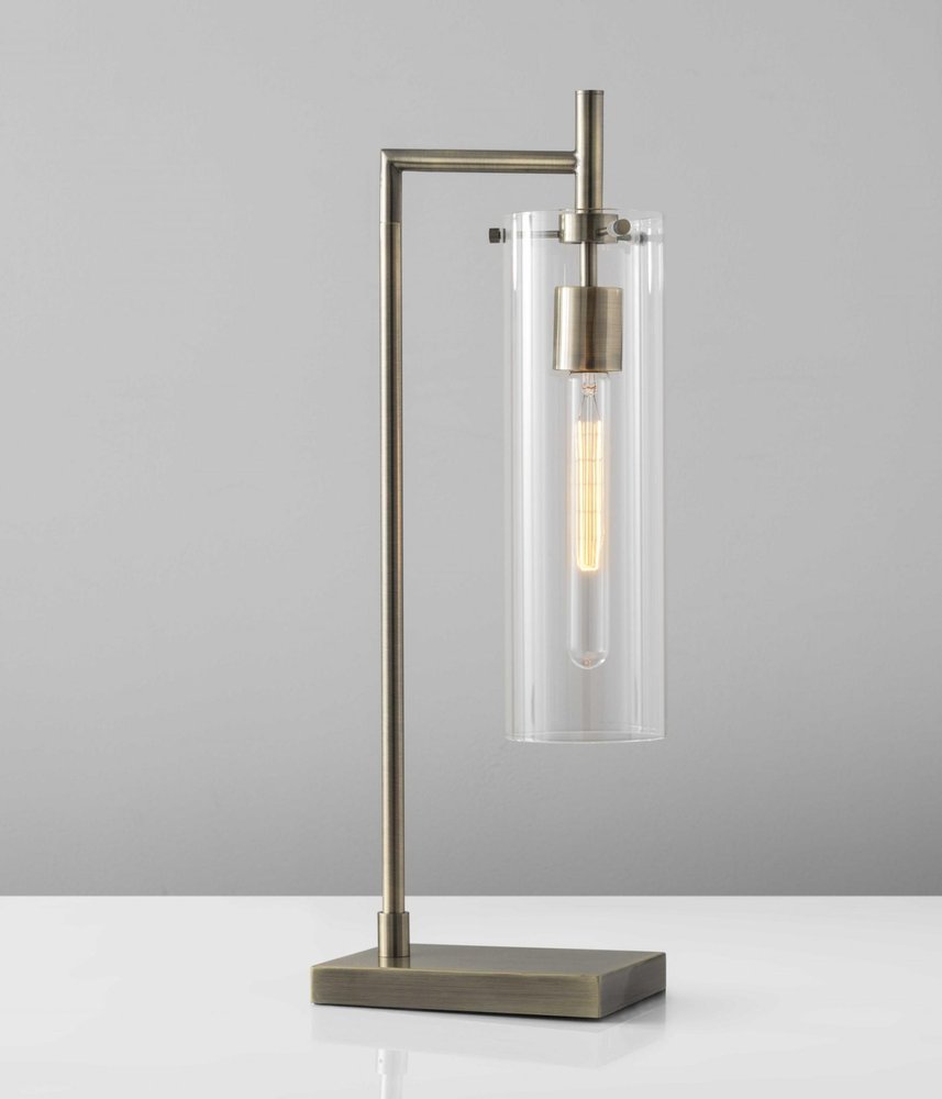 24" Brass Novelty With Clear Cylinder Shade HomeRoots