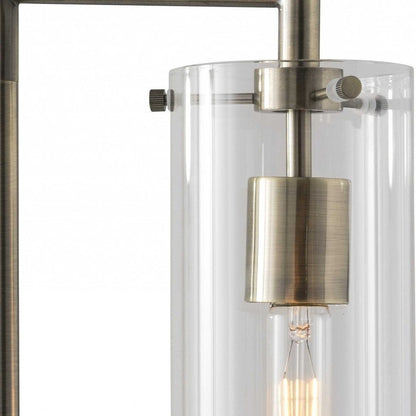 24" Brass Novelty With Clear Cylinder Shade