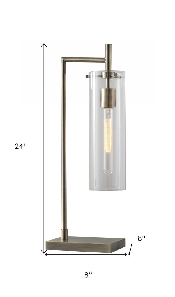 24" Brass Novelty With Clear Cylinder Shade — view 6