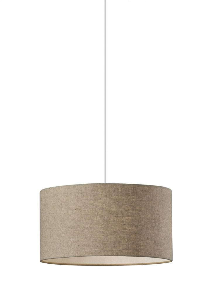 Burlap Fabric Light Brown Electric Drum Pendant Lamp — view 1
