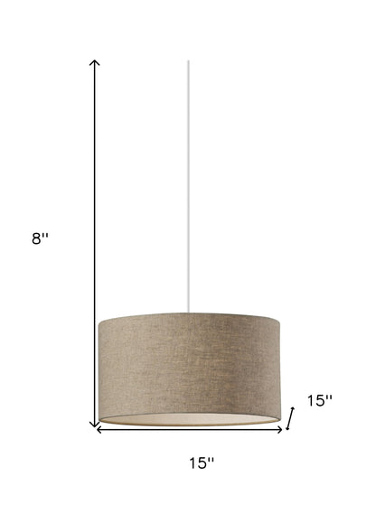 Burlap Fabric Light Brown Electric Drum Pendant Lamp