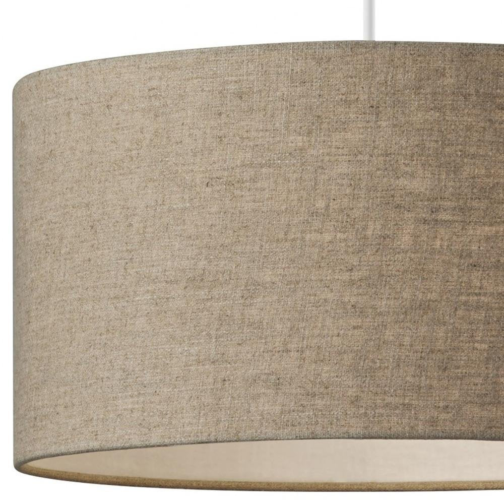 Burlap Fabric Light Brown Electric Drum Pendant Lamp HomeRoots