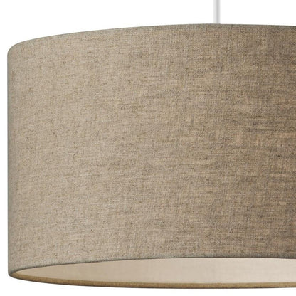 Burlap Fabric Light Brown Electric Drum Pendant Lamp HomeRoots