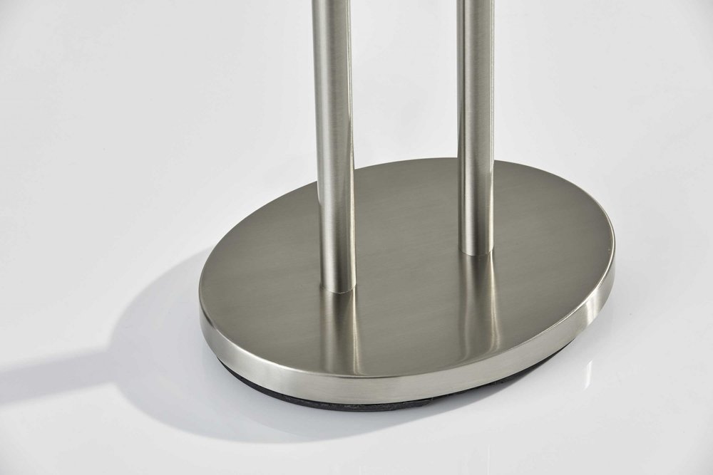 27" Silver Metal Two Light Bedside Lamp With Off White Drum Shade — view 6