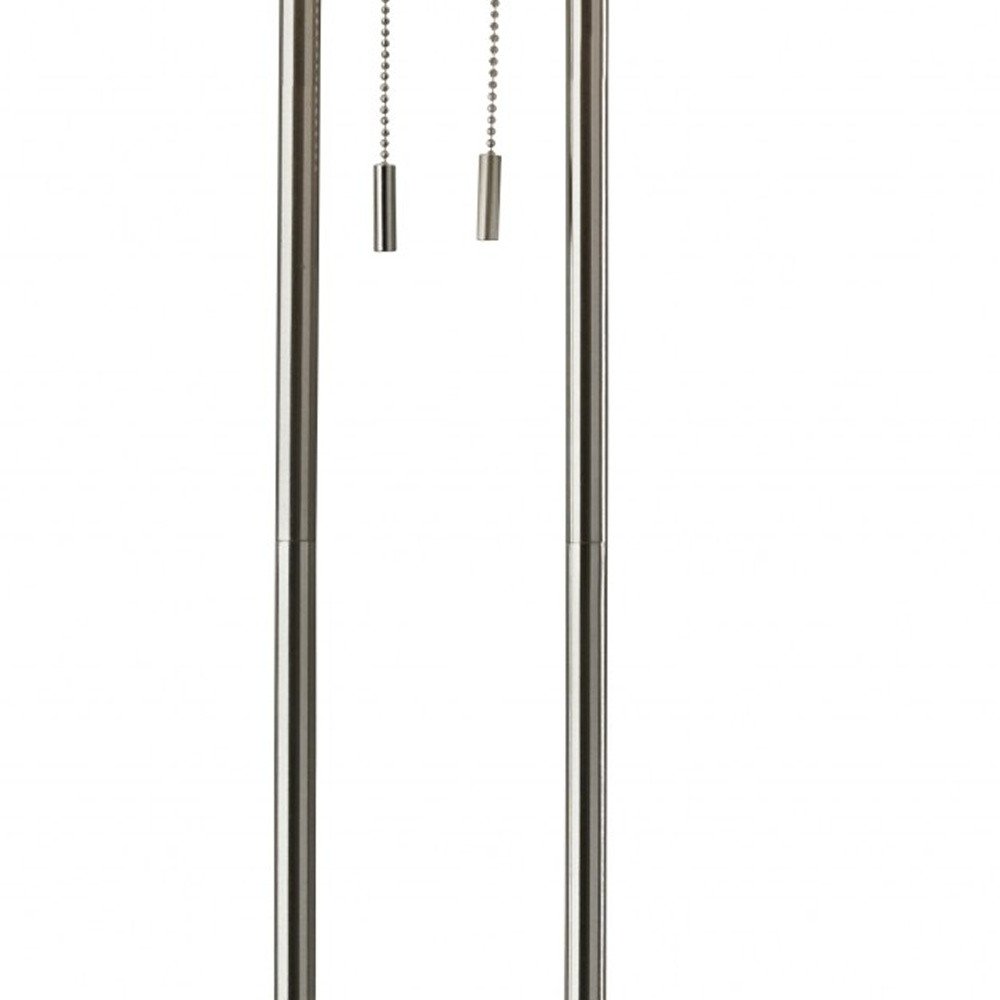 62" Silver Metal Task Floor Lamp With White Fabric Drum Shade — view 6