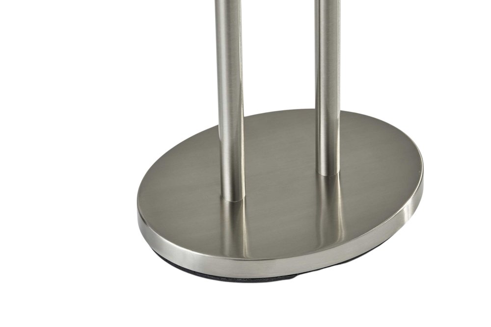 62" Silver Metal Task Floor Lamp With White Fabric Drum Shade HomeRoots