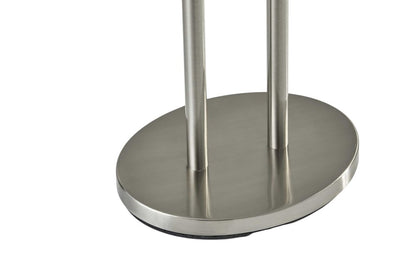 62" Silver Metal Task Floor Lamp With White Fabric Drum Shade HomeRoots