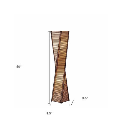 50" Black Floor Lamp With Black and Tan Twisted Cylinder Shade HomeRoots