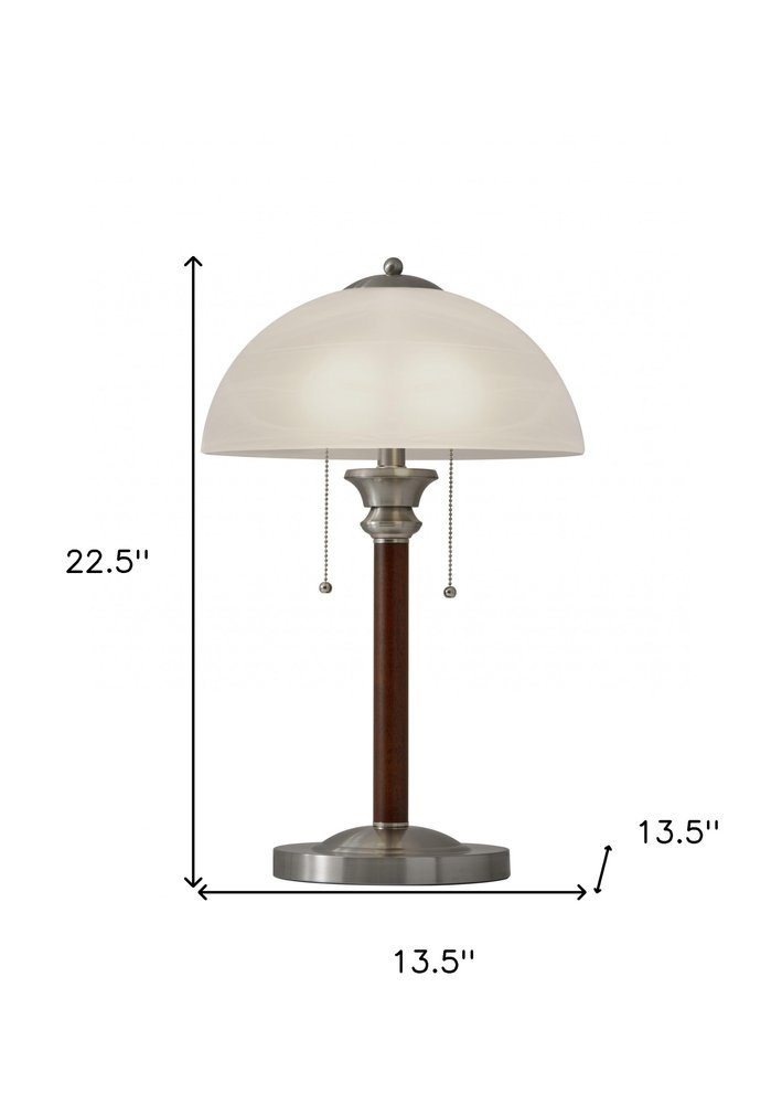 23" Silver Metal Standard Table Lamp With White Shade HomeRoots