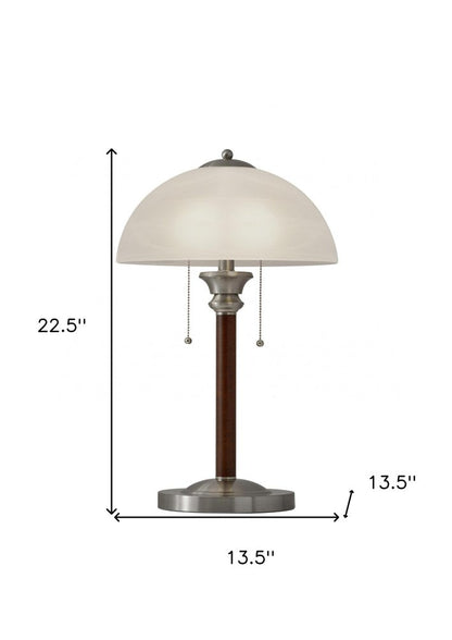 23" Silver Metal Standard Table Lamp With White Shade HomeRoots
