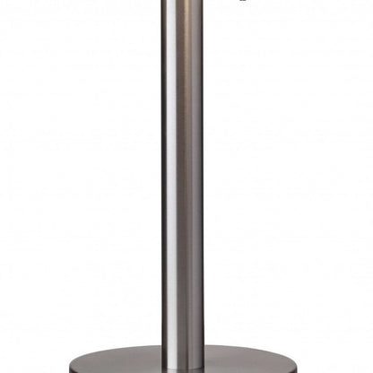 28" Silver Metal Two Light Bedside Table Lamp With White Drum Shade HomeRoots