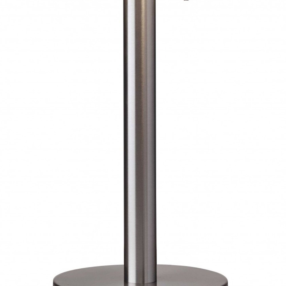 28" Silver Metal Two Light Bedside Table Lamp With White Drum Shade HomeRoots