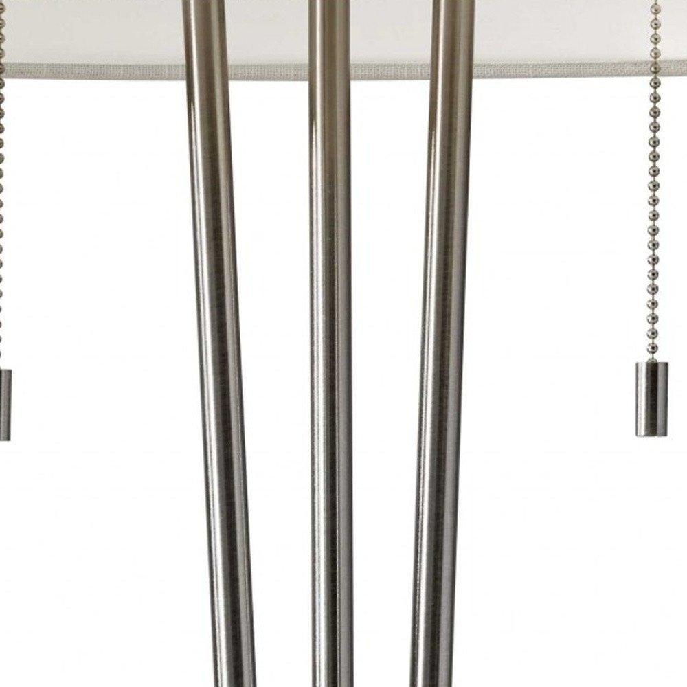Stylish Triple Pole Brushed Steel Metal Table Lamp — view 6