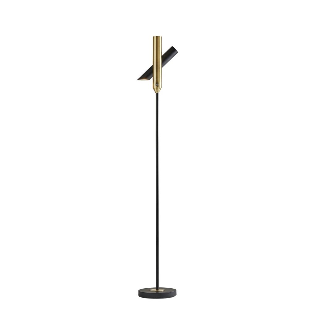 68" Black Metal LED Floor Lamp With Black Metal Cylinder Shade — view 1