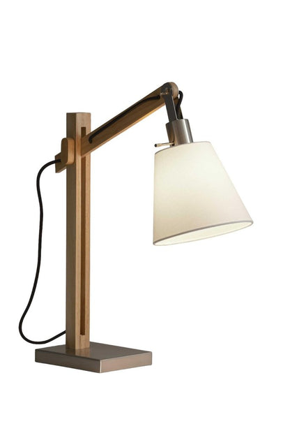 25" Natural Wood Adjustable Height Table Lamp With White Bell Shade HomeRoots
