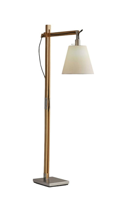 61" Natural Solid Wood Task With White Cotton Shade HomeRoots