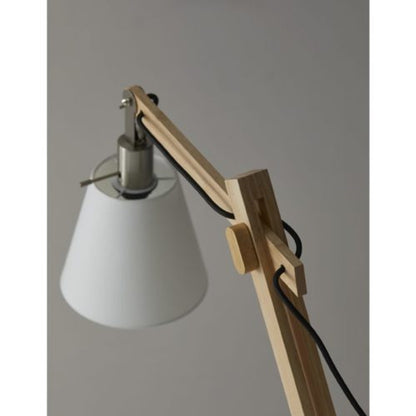 61" Natural Solid Wood Task With White Cotton Shade HomeRoots