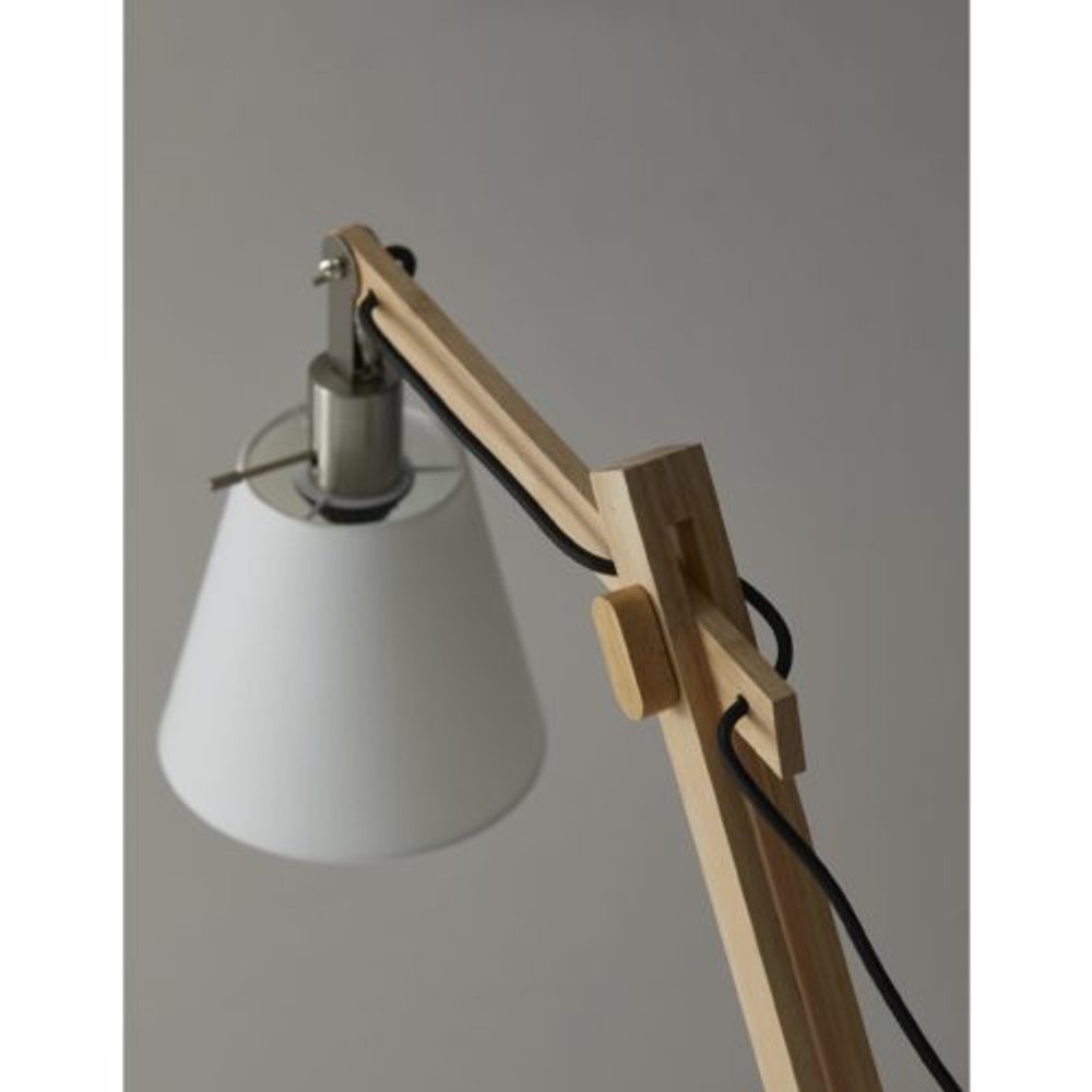 61" Natural Solid Wood Task With White Cotton Shade HomeRoots