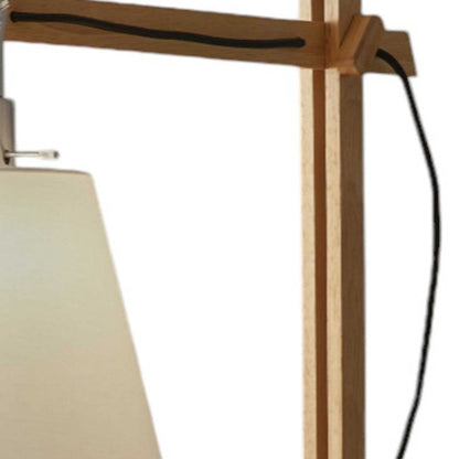 61" Natural Solid Wood Task With White Cotton Shade HomeRoots