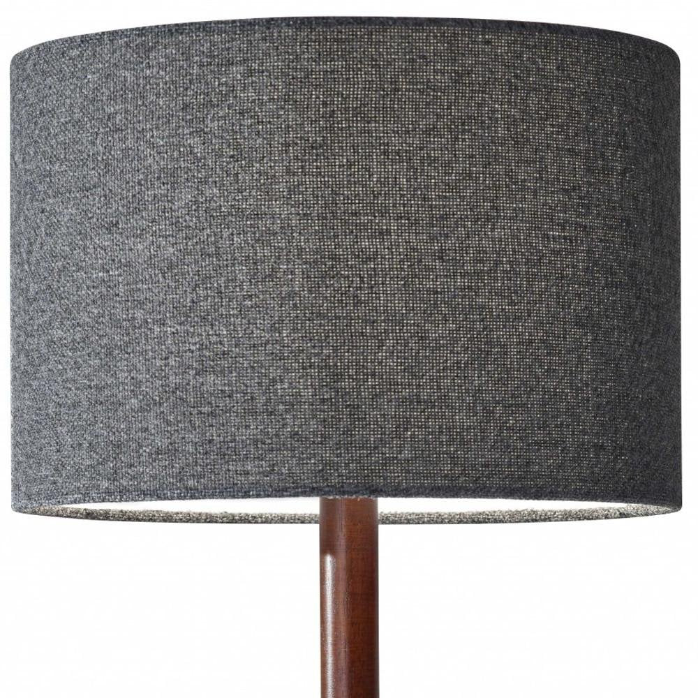 21" Brown Solid Wood Table Lamp With Dark Gray Drum Shade HomeRoots