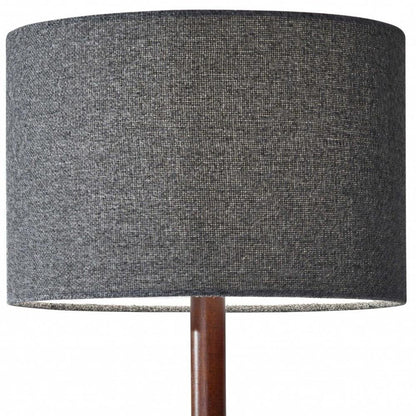 21" Brown Solid Wood Table Lamp With Dark Gray Drum Shade HomeRoots
