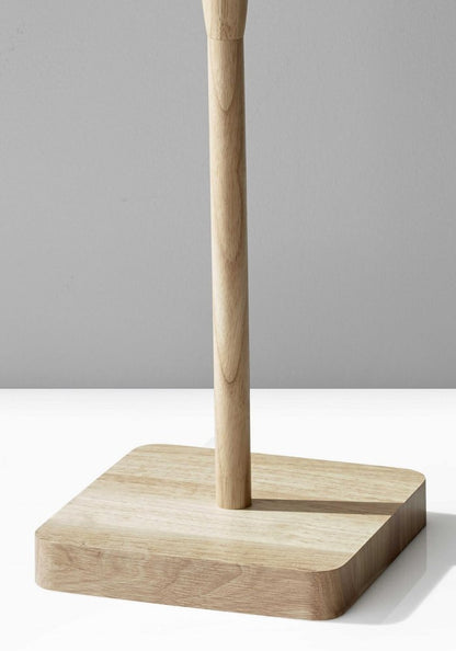 59" Natural Solid Wood Floor Lamp With White Linen Drum Shade HomeRoots