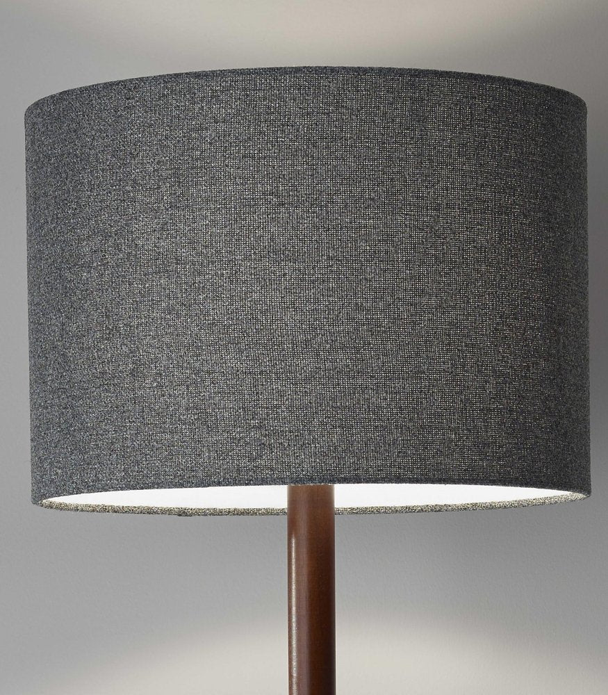 59" Natural Solid Wood Floor Lamp With White Linen Drum Shade — view 11