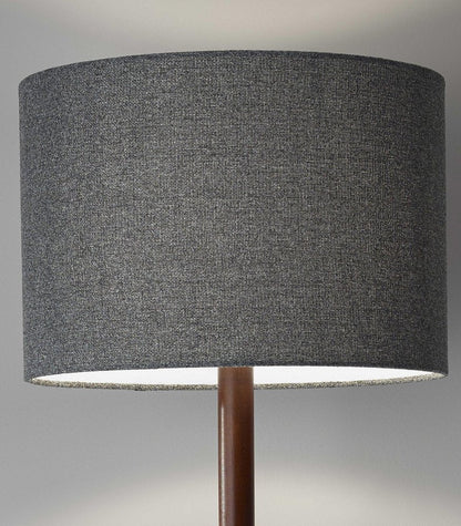 59" Natural Solid Wood Floor Lamp With White Linen Drum Shade HomeRoots