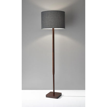 59" Natural Solid Wood Floor Lamp With White Linen Drum Shade HomeRoots