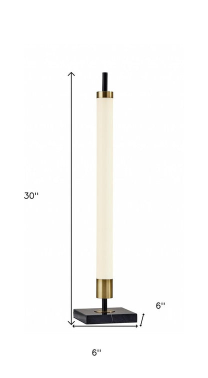 30" Black Marble Metal Standard Table Lamp HomeRoots