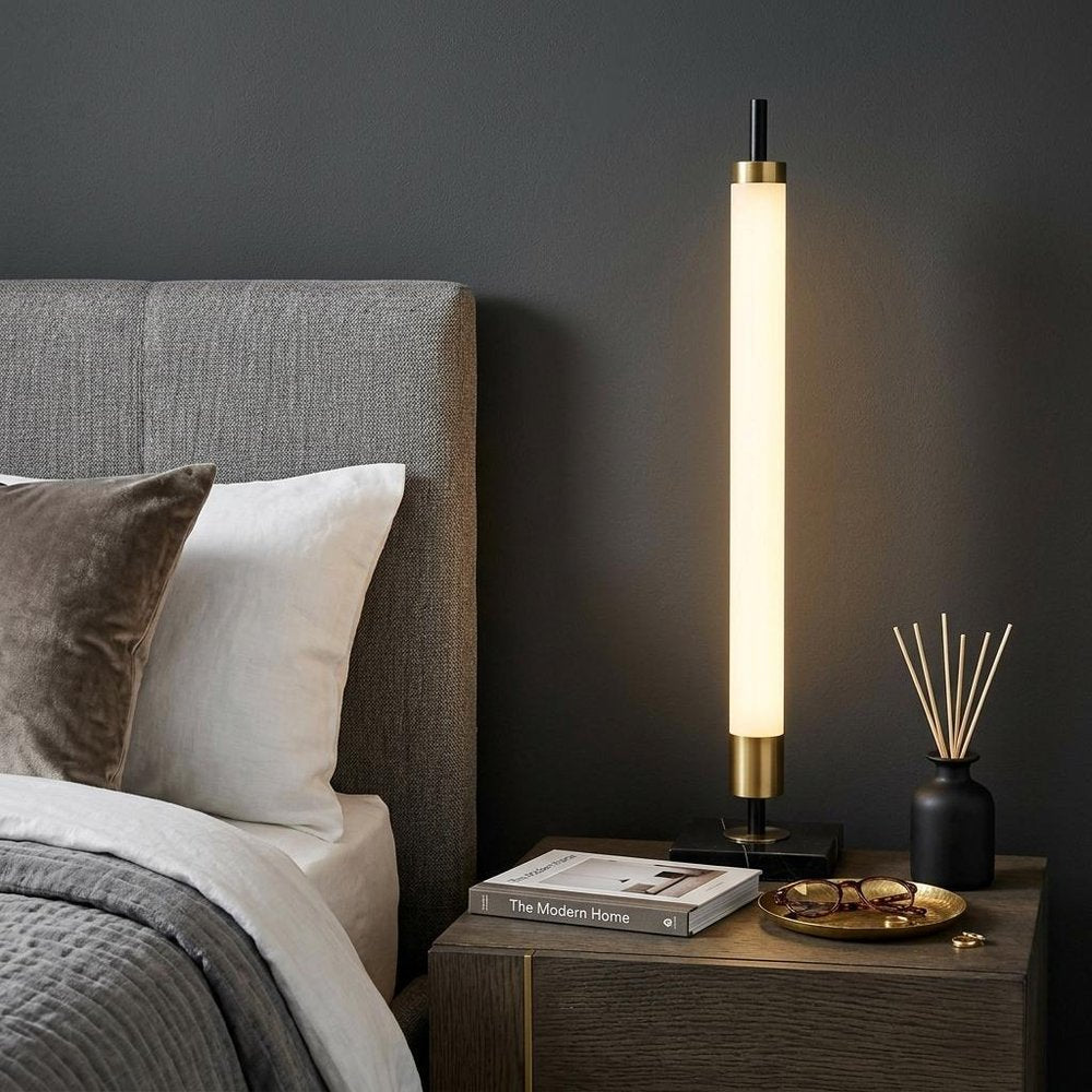 30" Black Marble Metal Standard Table Lamp HomeRoots